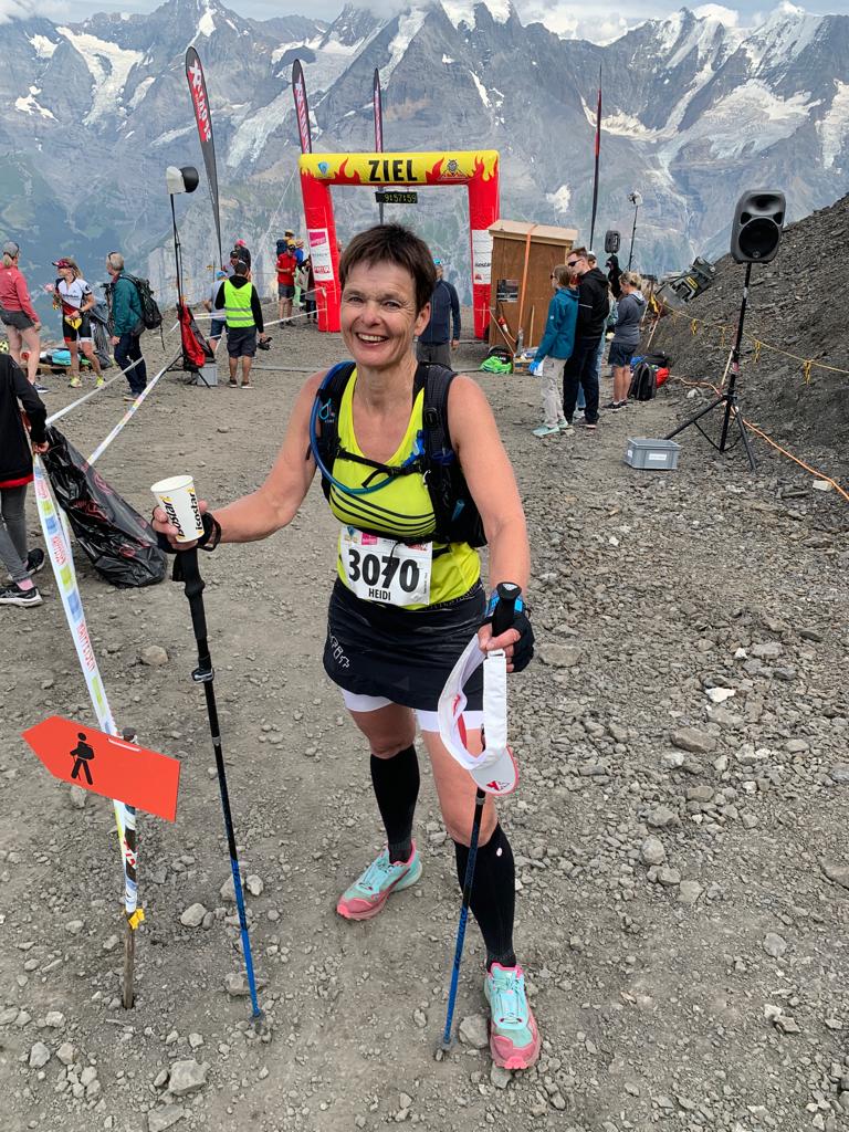 Heidi im Ziel auf dem Schilthorn