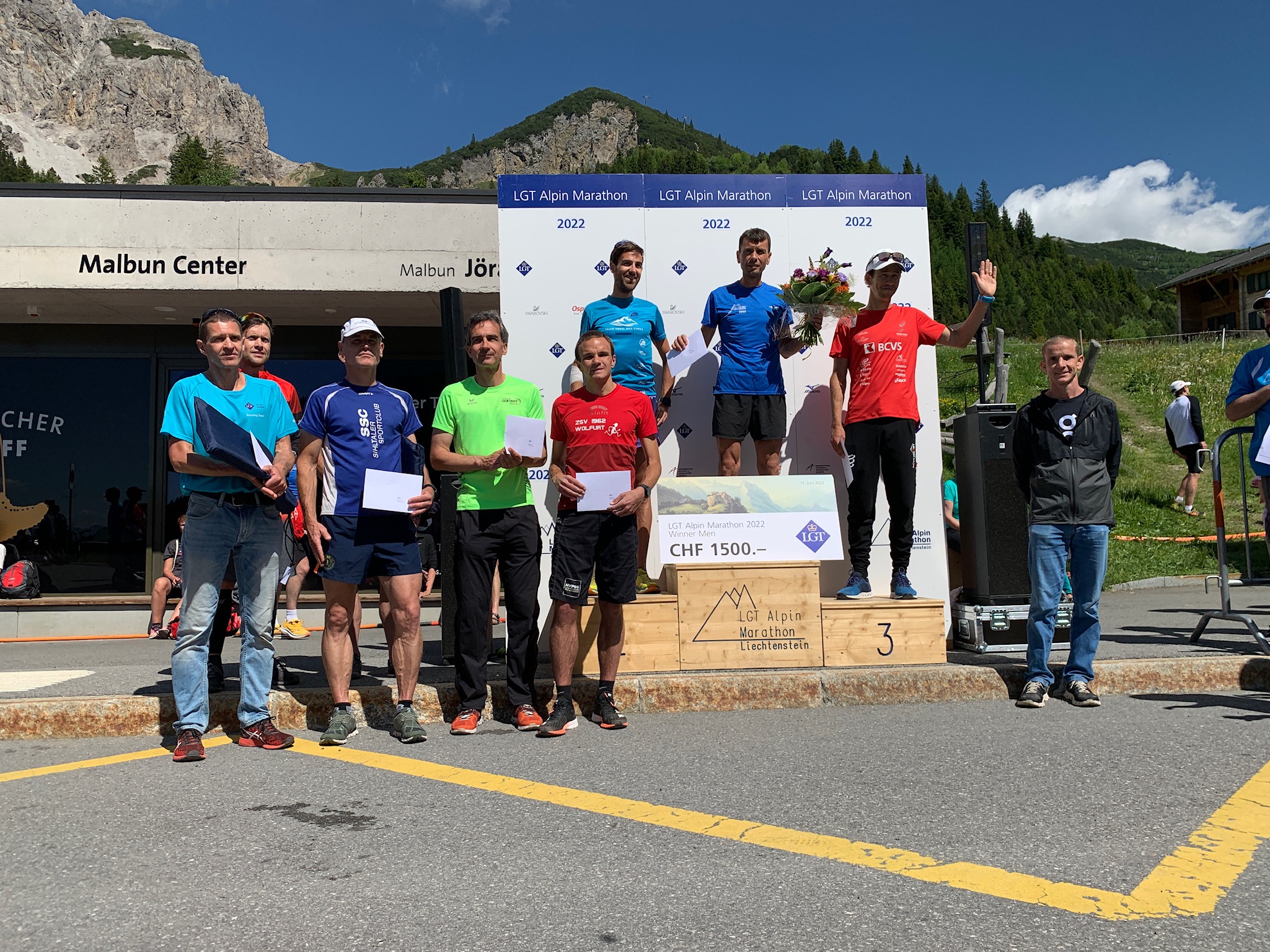 Siegerehrung im Marathon mit Alex auf dem 6. Gesamtrang