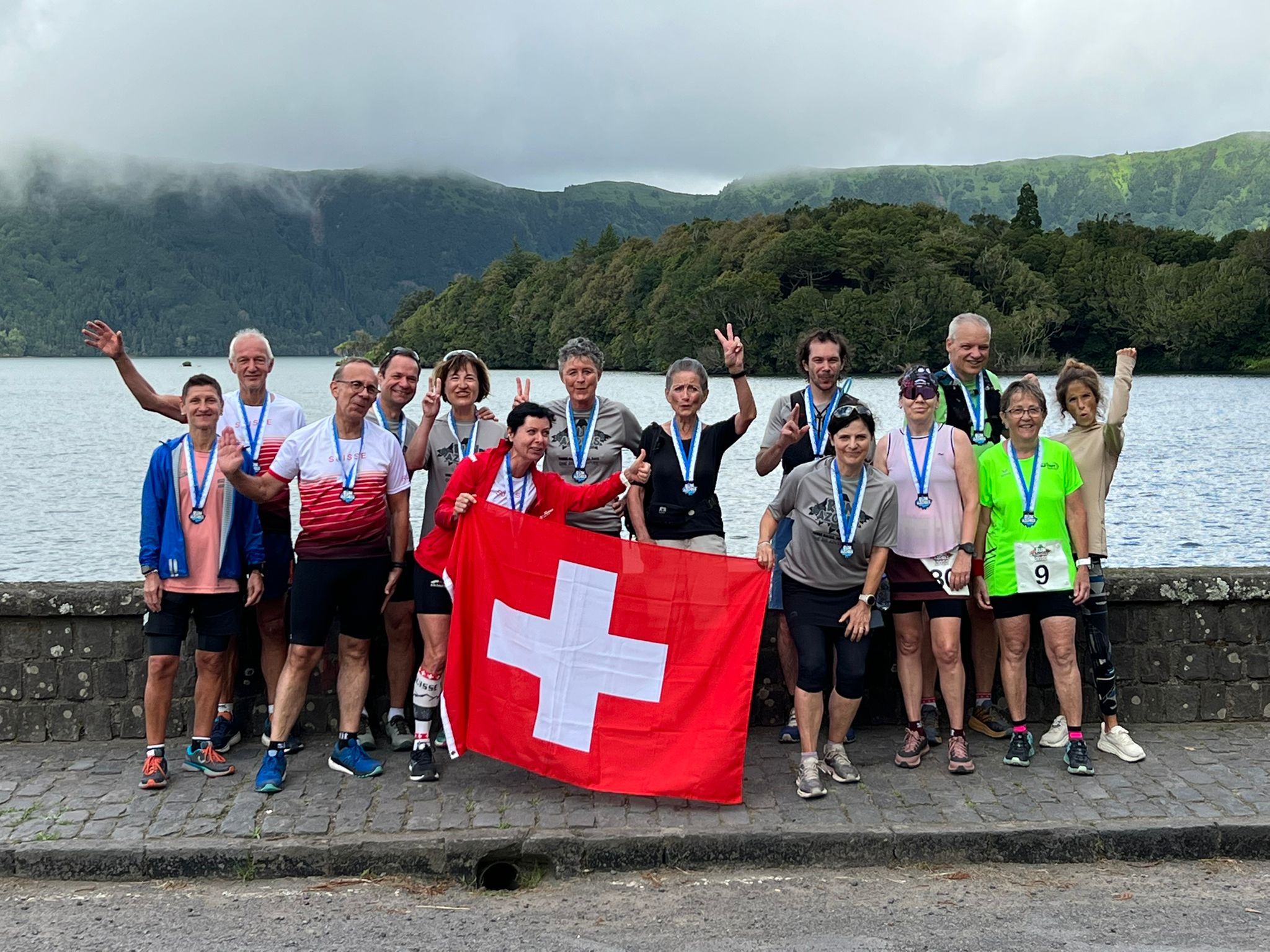 Im Ziel nach dem Halbmarathon