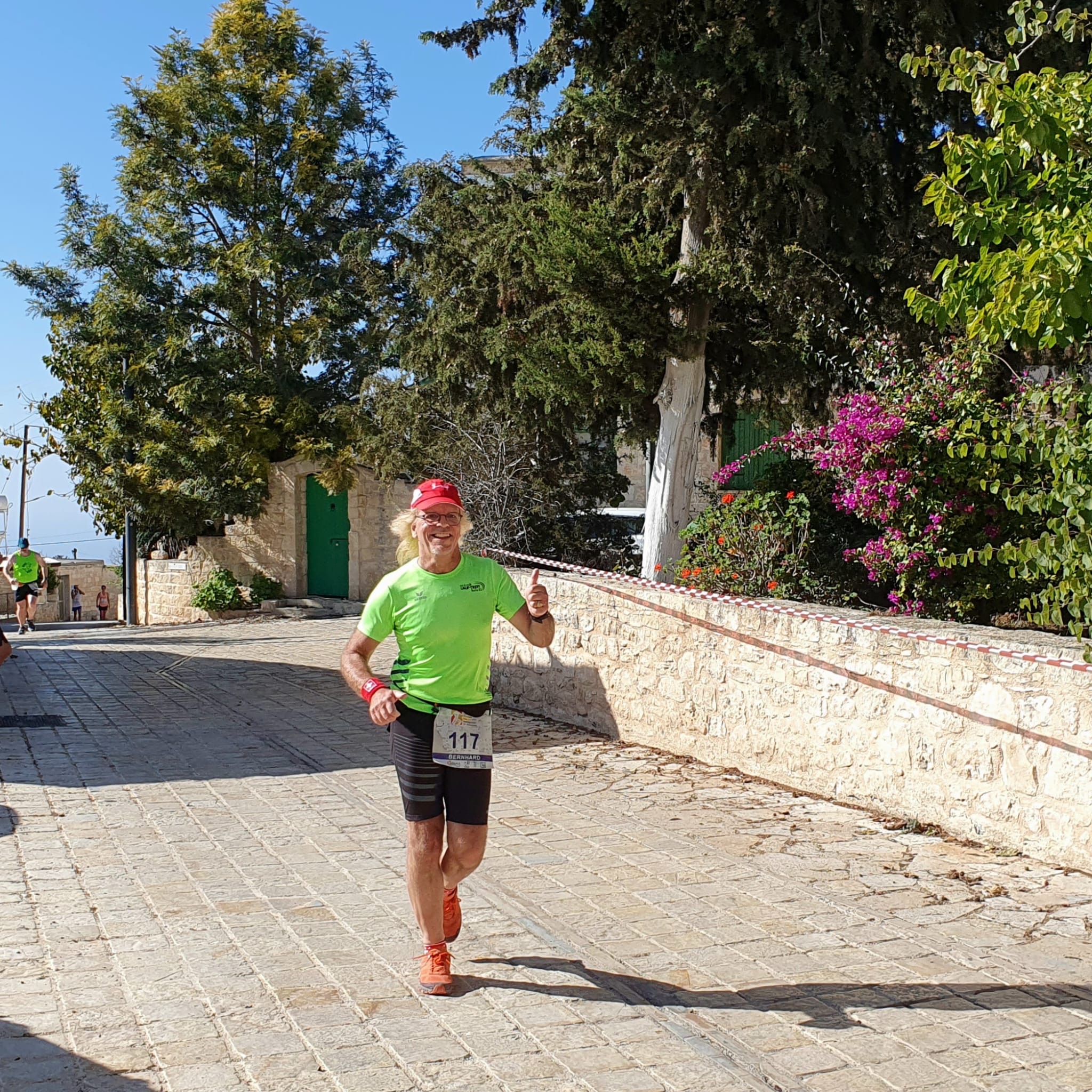 Beni fast im Ziel des Berglaufs in Pano Arodes, 2. Tag