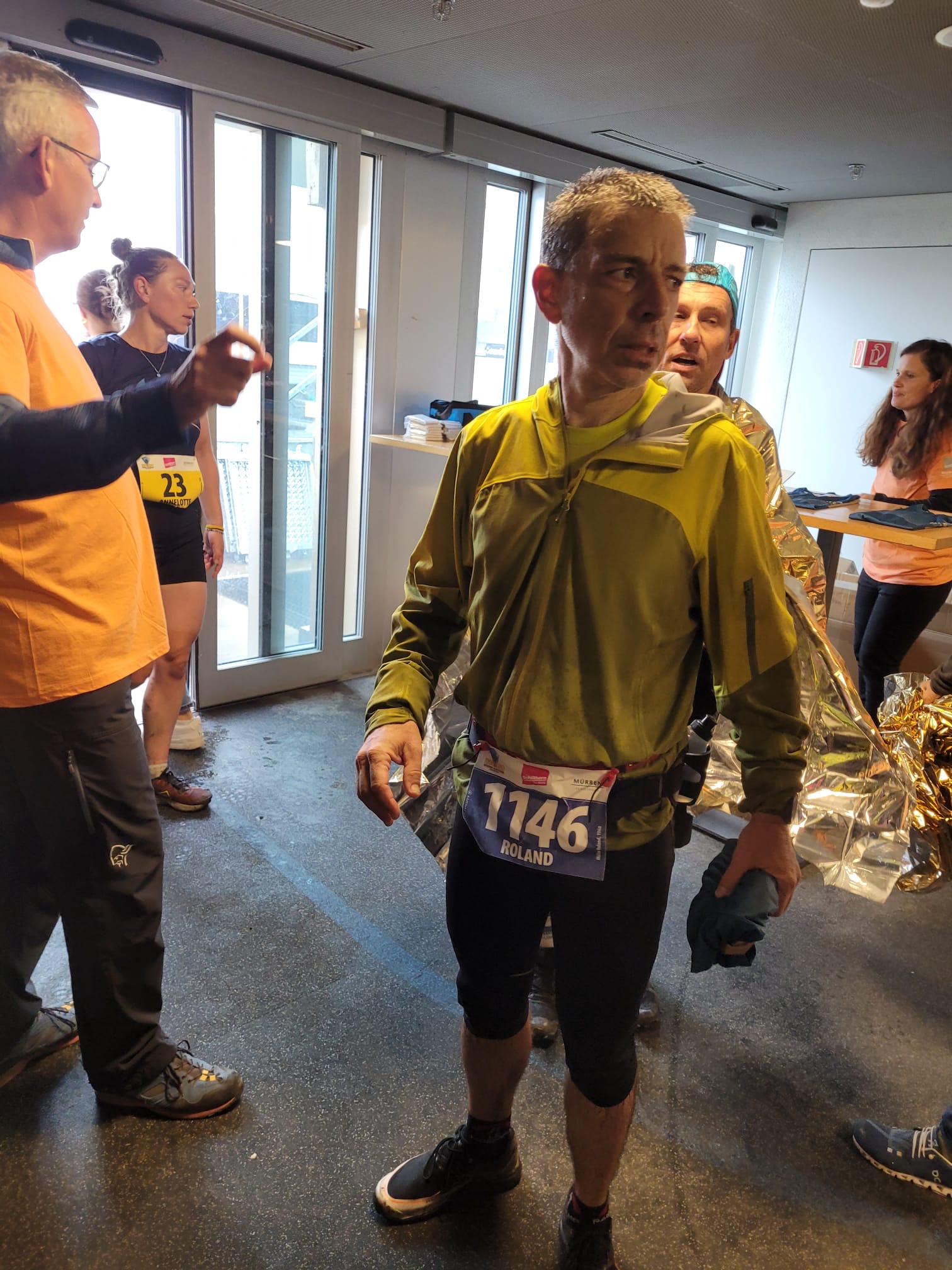 Roland, ziemlich nass, im Ziel auf dem Schilthorn